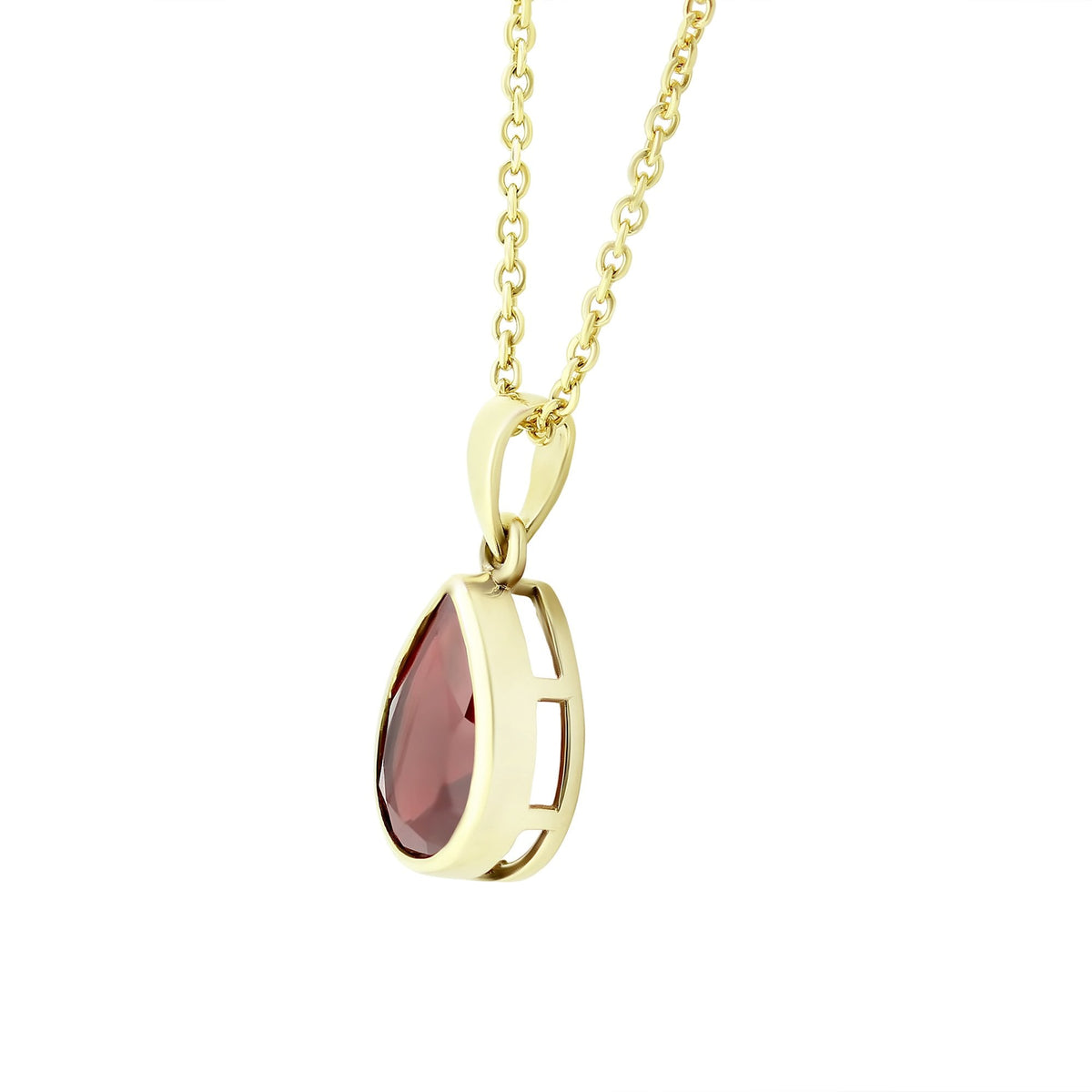 9ct yellow gold 2.00ct garnet pear cut pendant