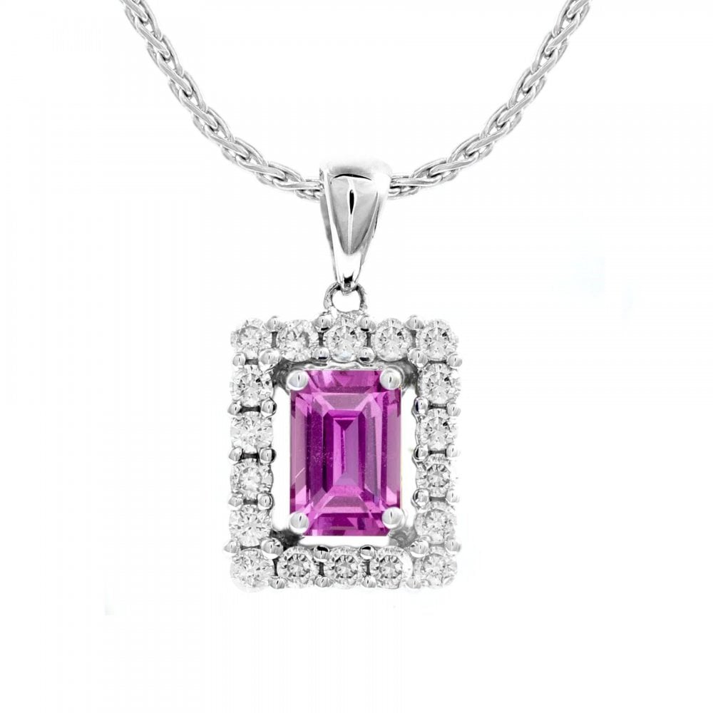 Platinum 0.56ct pink sapphire & 0.31ct diamond pendant