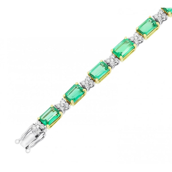 18ct yellow gold 4.88ct emerald & 1.24ct diamond bracelet