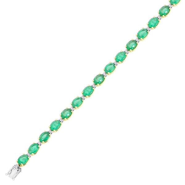 18ct yellow gold 14.67ct emerald & 0.47ct diamond bracelet