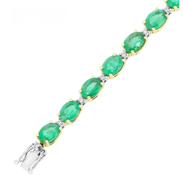 18ct yellow gold 14.67ct emerald & 0.47ct diamond bracelet
