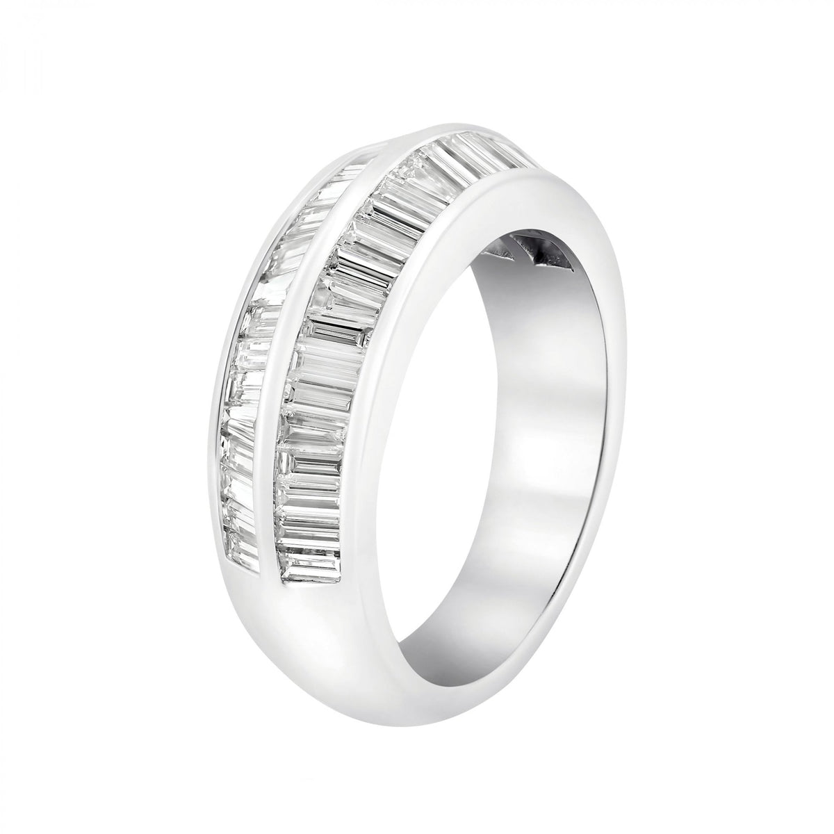 18ct white gold 1.67ct baguette cut diamond half eternity ring
