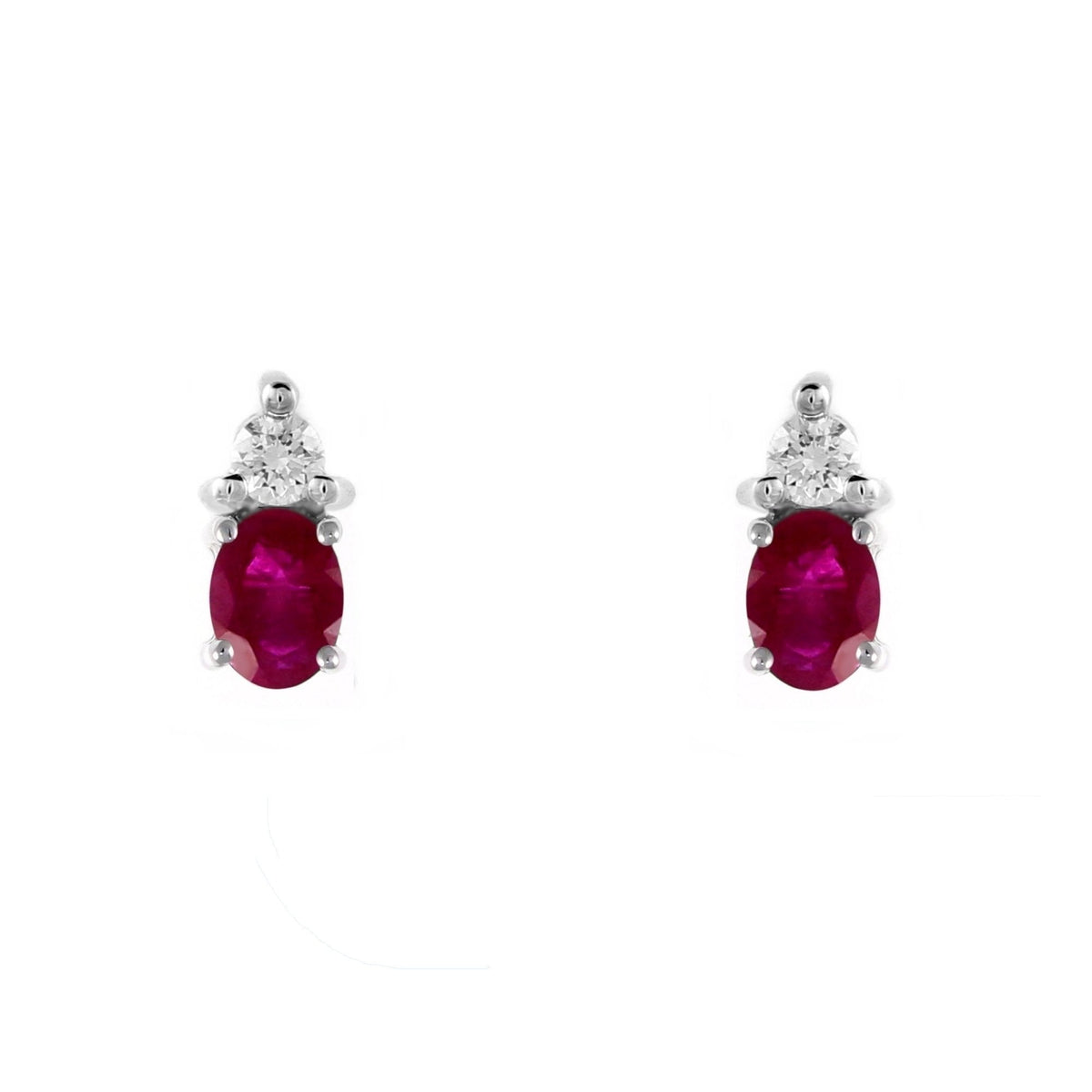 Platinum 0.96ct ruby & 0.16ct diamond stud earrings