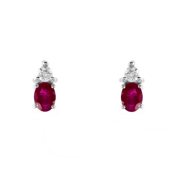 Platinum 0.96ct ruby & 0.16ct diamond stud earrings
