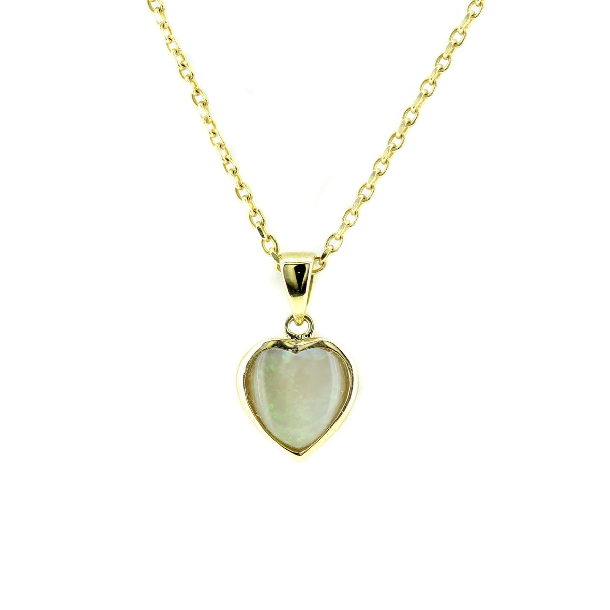 9ct yellow gold 7mm x 7mm heart shape opal pendant
