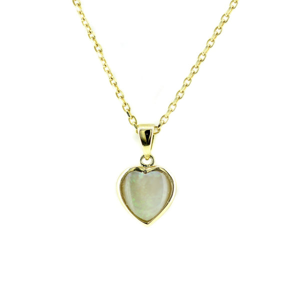 9ct yellow gold 7mm x 7mm heart shape opal pendant
