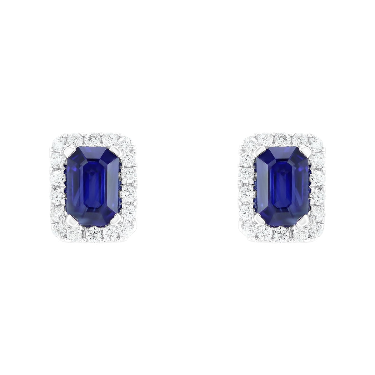 18ct white gold 1.27ct sapphire & 0.27ct diamond earrings