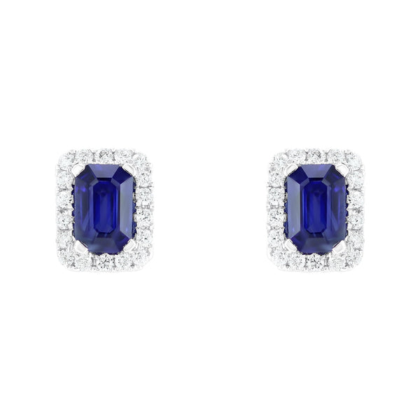 18ct white gold 1.27ct sapphire & 0.27ct diamond earrings