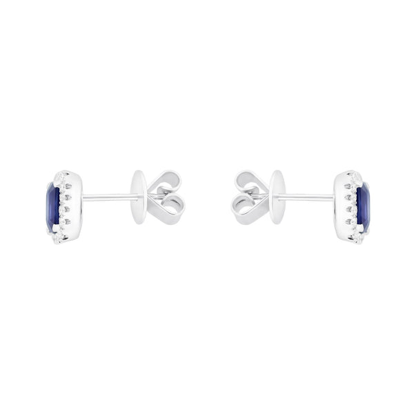 18ct white gold 1.27ct sapphire & 0.27ct diamond earrings