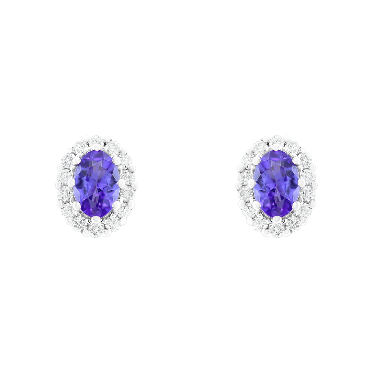 18ct white gold 0.86ct tanzanite & 0.30ct diamond earrings