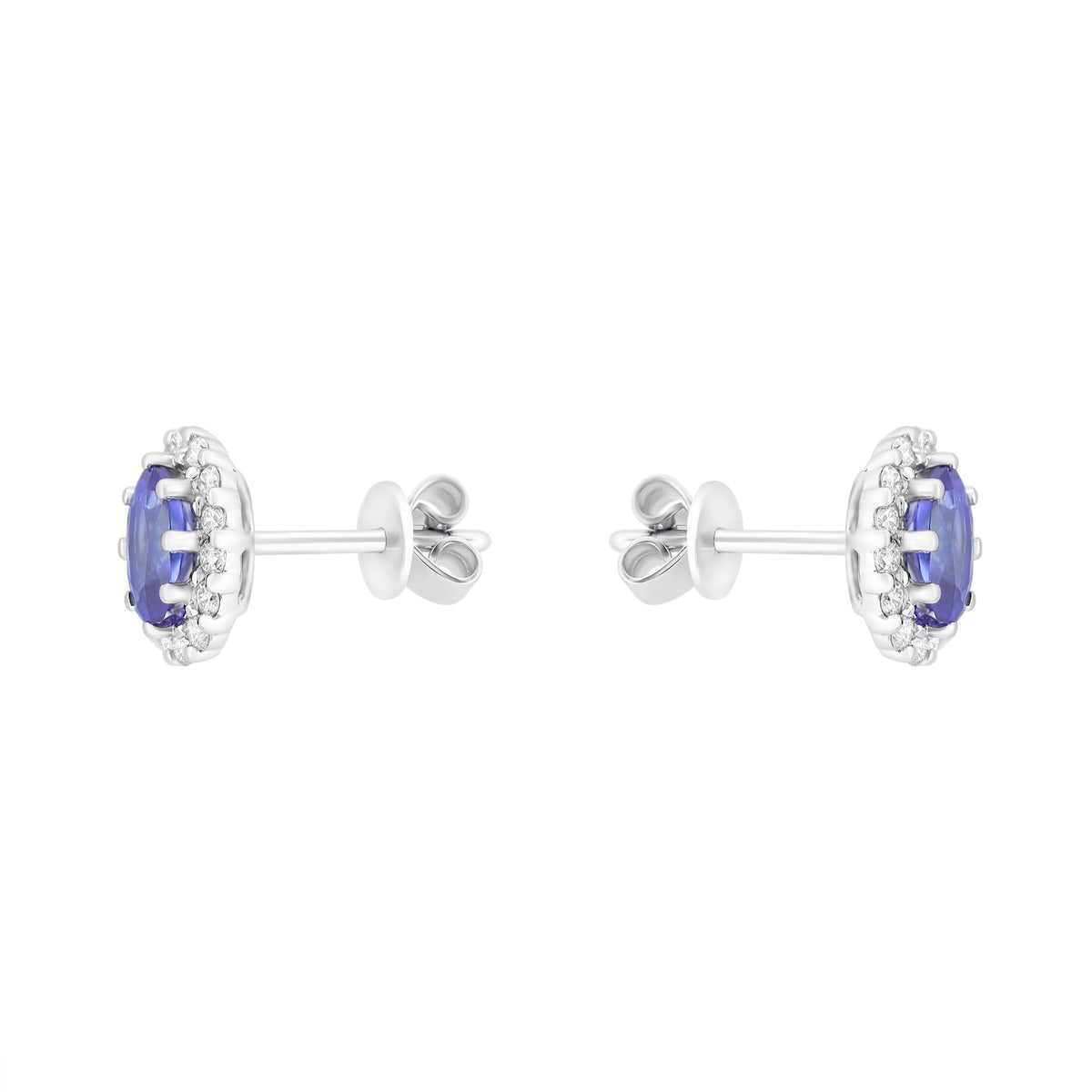 18ct white gold 0.86ct tanzanite & 0.30ct diamond earrings