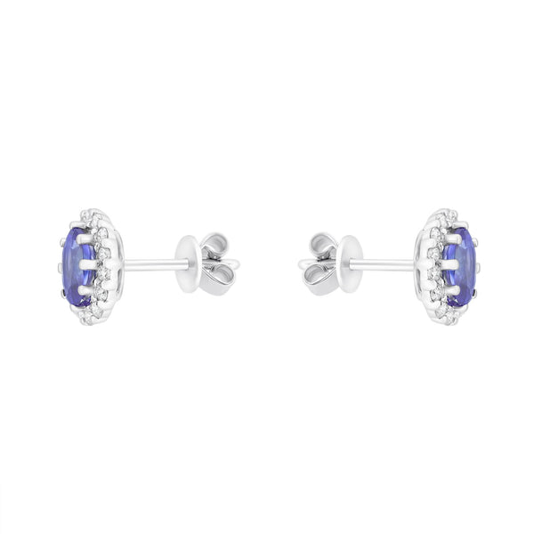 18ct white gold 0.86ct tanzanite & 0.30ct diamond earrings