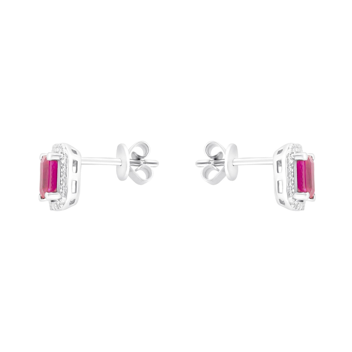 18ct white gold 0.83ct ruby & 0.11ct diamond earrings