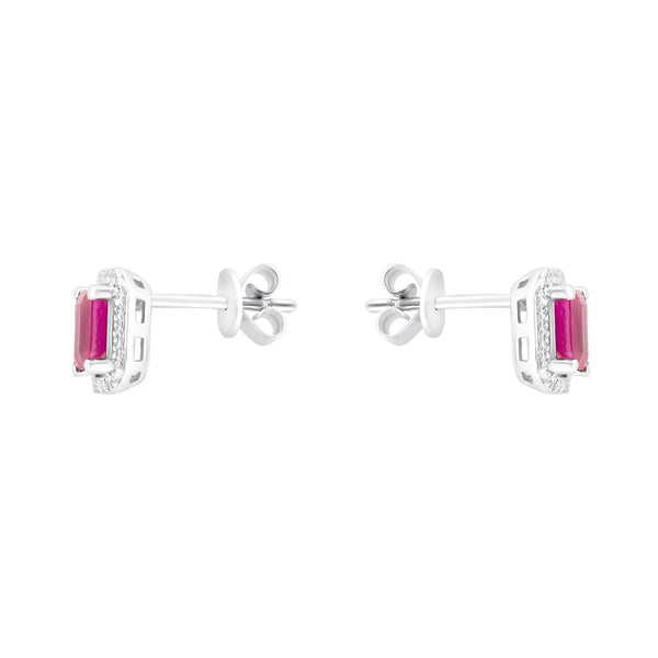 18ct white gold 0.83ct ruby & 0.11ct diamond earrings