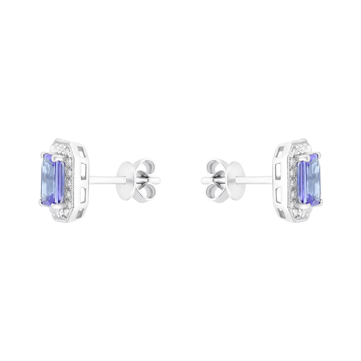18ct white gold 1.24ct tanzanite & 0.19ct diamond earrings