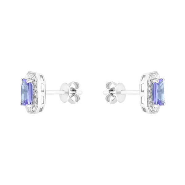 18ct white gold 1.24ct tanzanite & 0.19ct diamond earrings