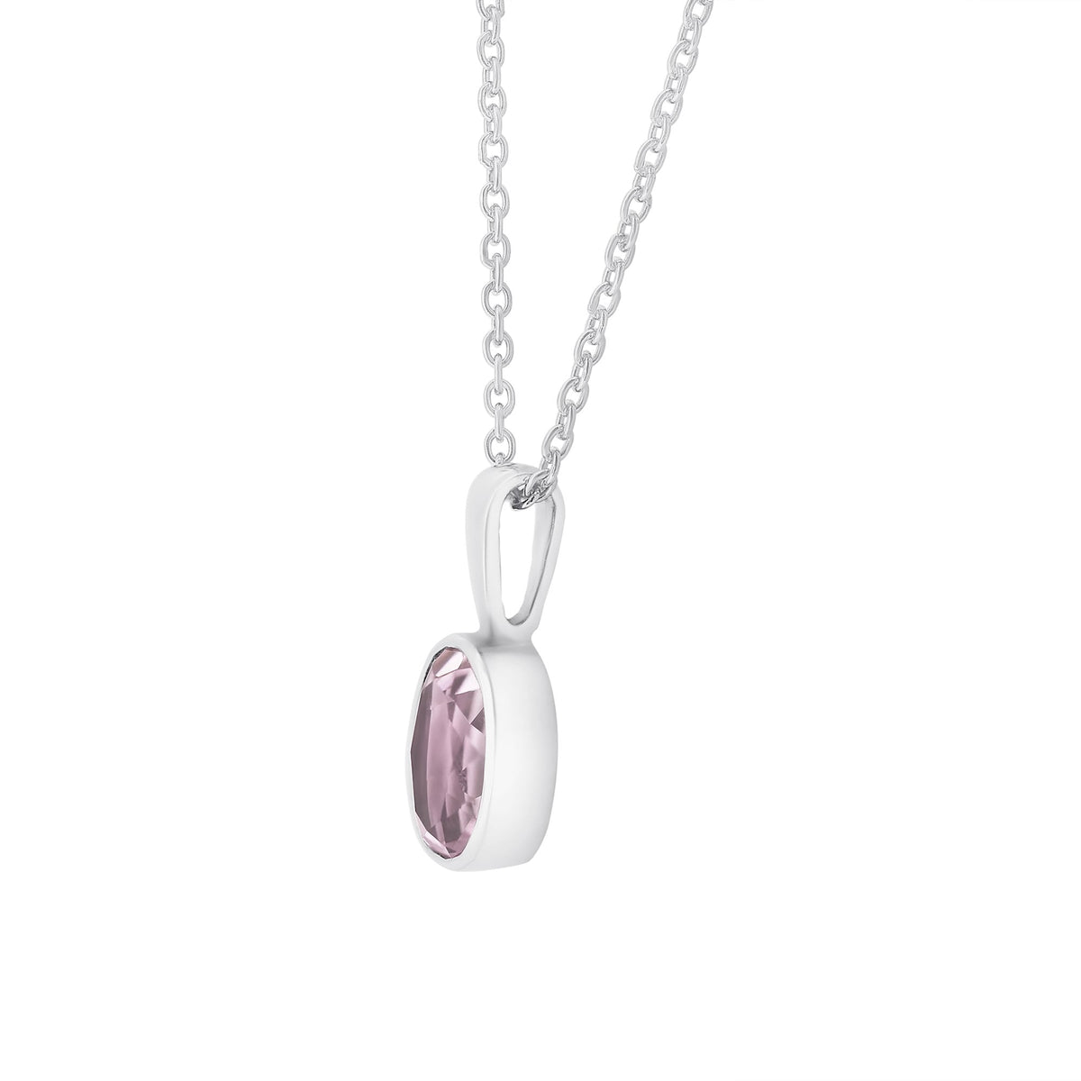 9ct white gold 8mm x 6mm oval cut kunzite pendant