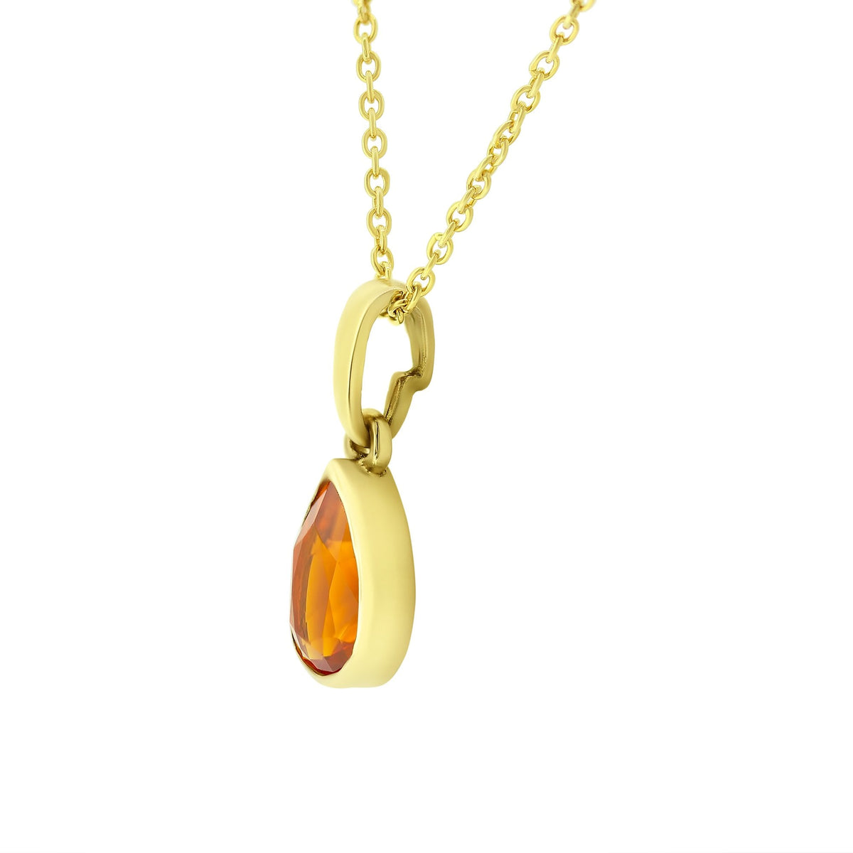9ct yellow gold 9mm x 6mm pear cut fire opal pendant