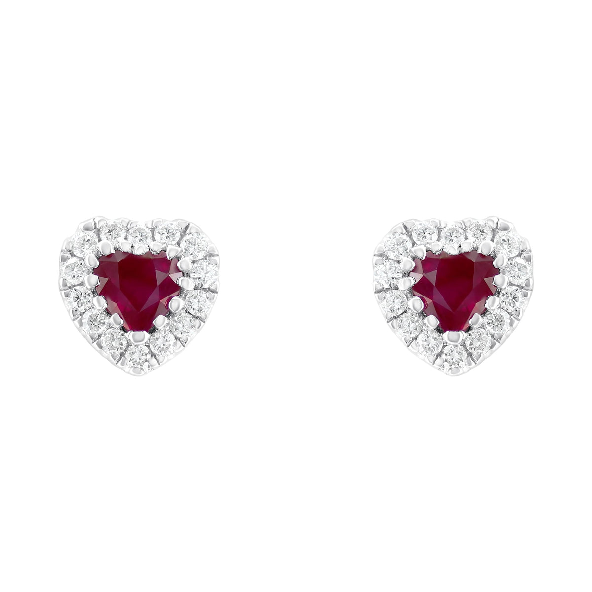 18ct white gold 0.79ct ruby & 0.31ct diamond earrings