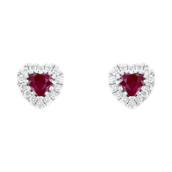18ct white gold 0.79ct ruby & 0.31ct diamond earrings