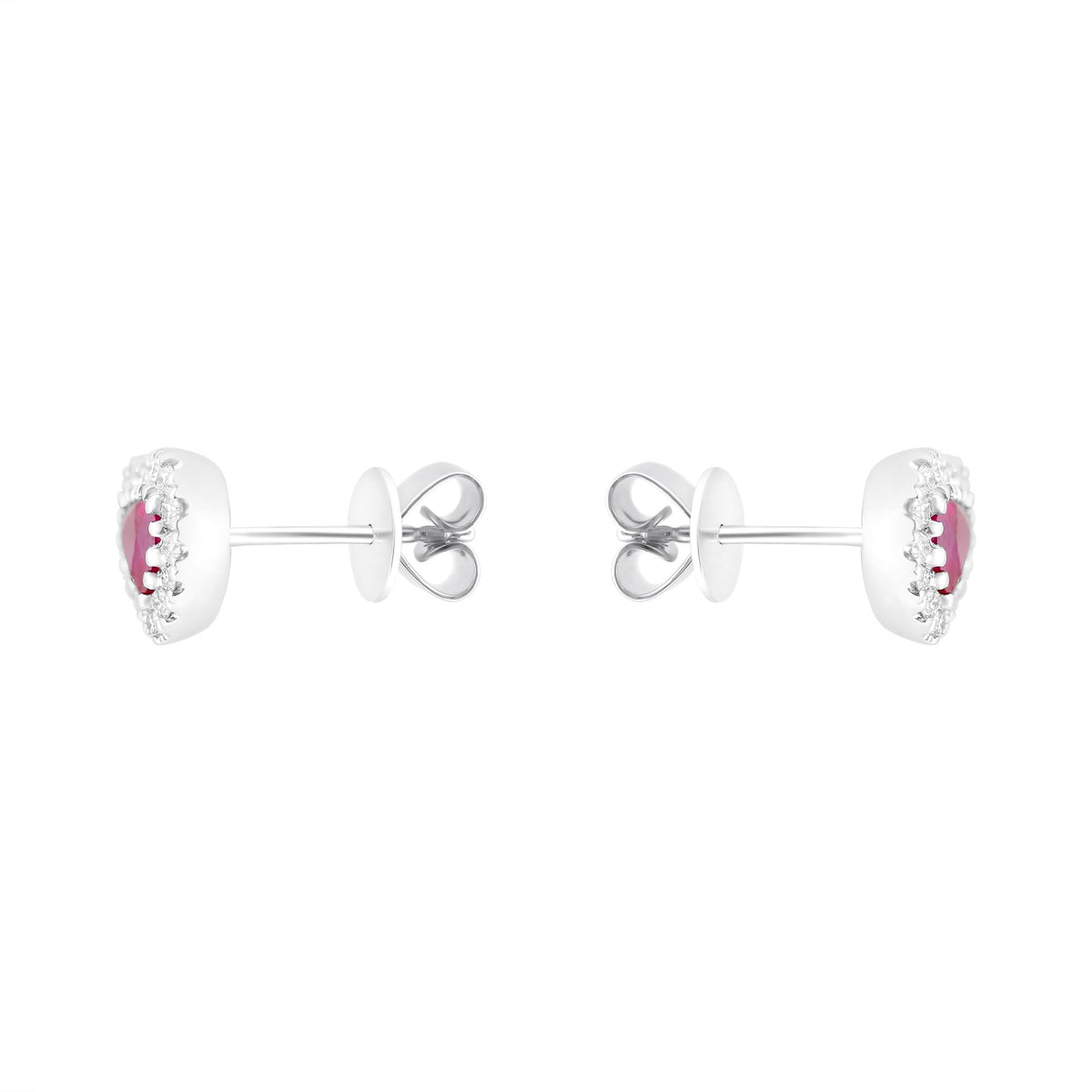 18ct white gold 0.79ct ruby & 0.31ct diamond earrings