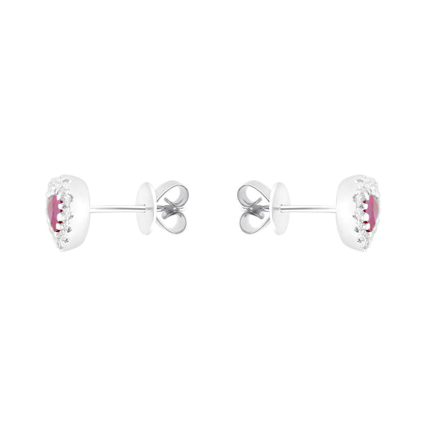 18ct white gold 0.79ct ruby & 0.31ct diamond earrings