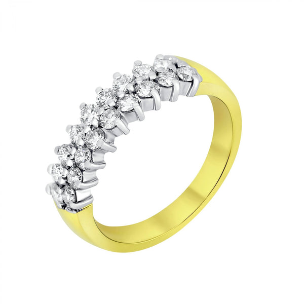 18ct yellow gold 0.72ct diamond double row half eternity ring