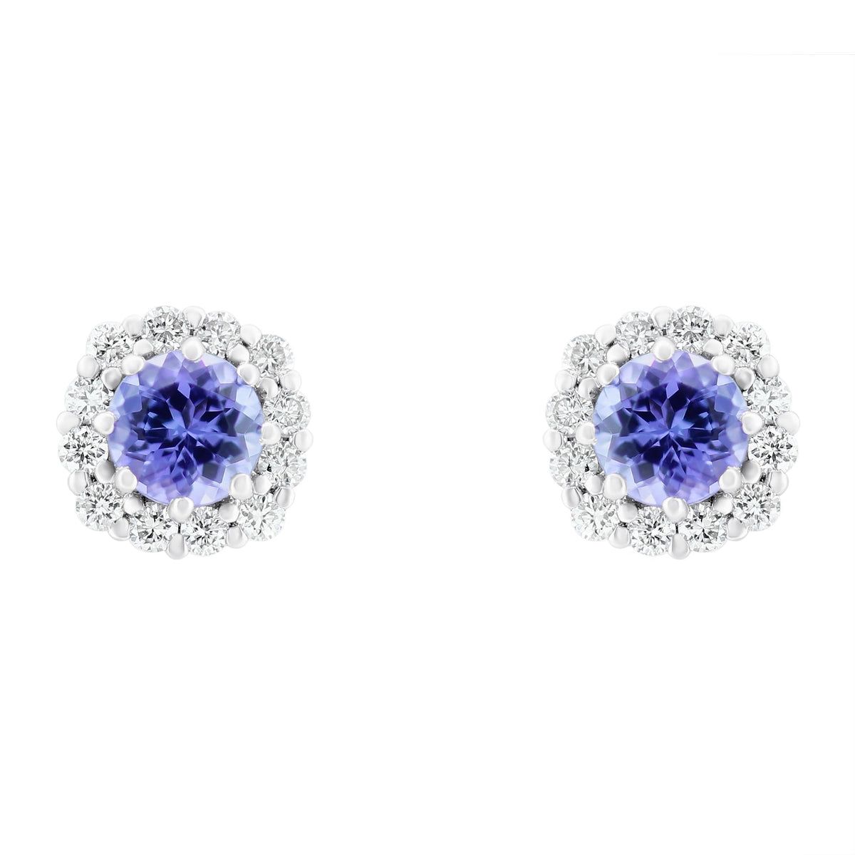 18ct white gold 1.10ct tanzanite & 0.37ct diamond earrings