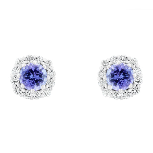 18ct white gold 1.10ct tanzanite & 0.37ct diamond earrings