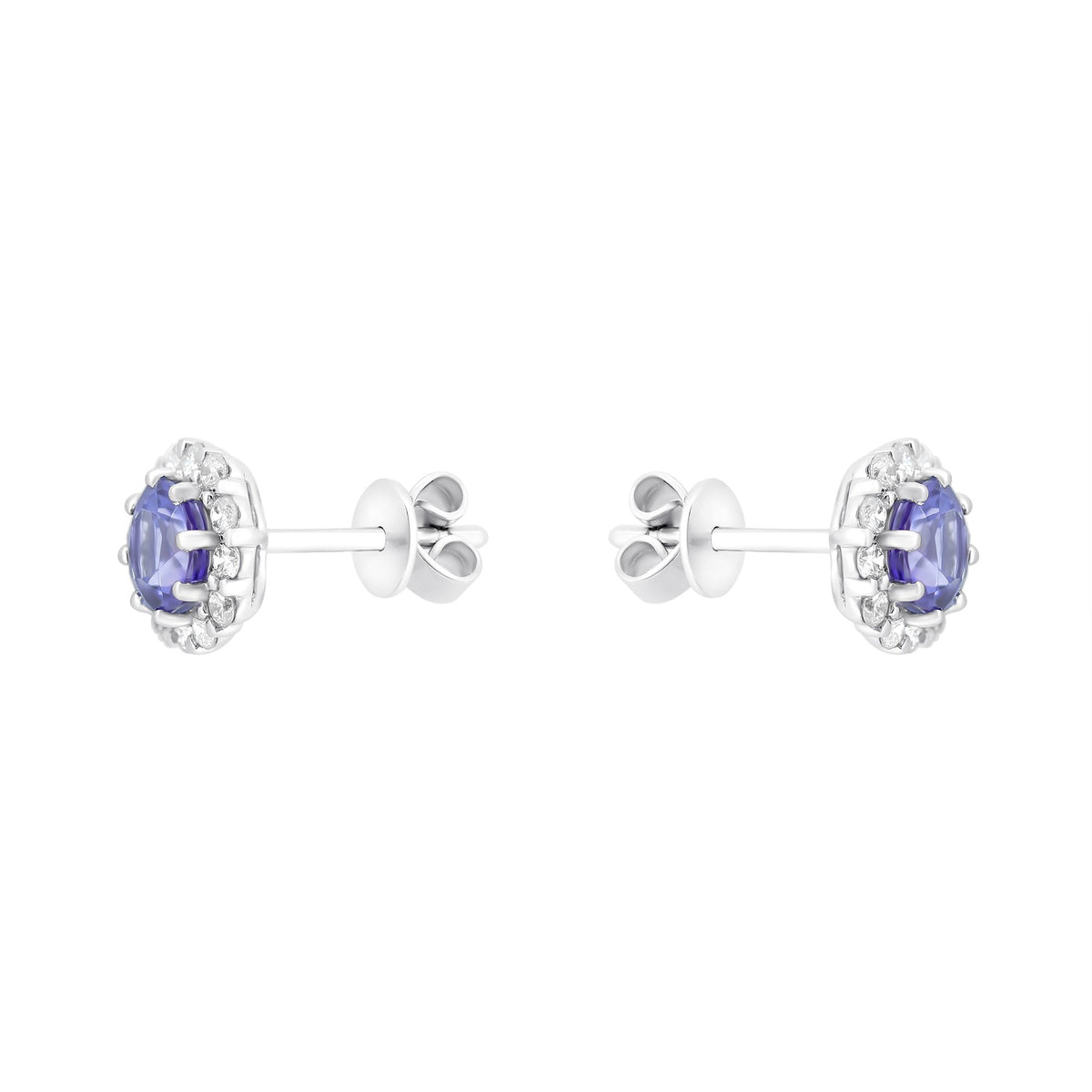 18ct white gold 1.10ct tanzanite & 0.37ct diamond earrings
