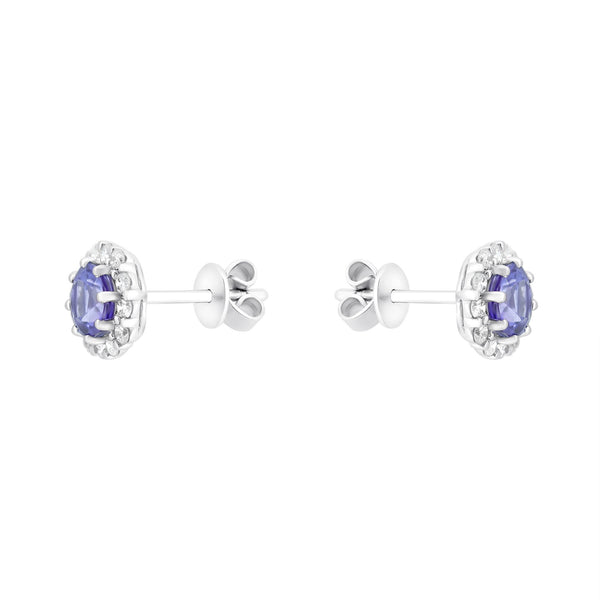 18ct white gold 1.10ct tanzanite & 0.37ct diamond earrings