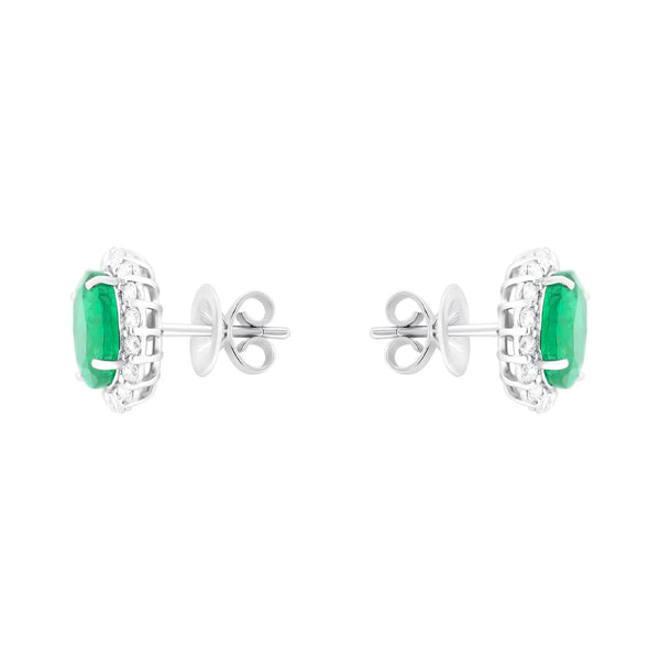 18ct white gold 3.50ct emerald & 0.85ct diamond earrings