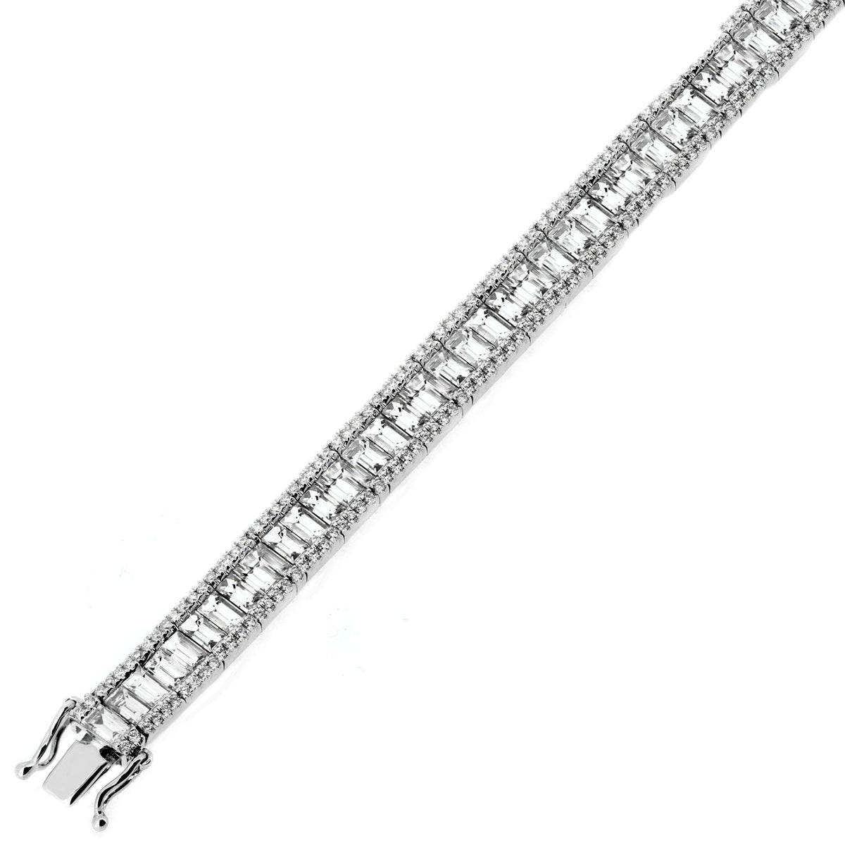 18ct white gold 7.13ct baguette & round diamond bracelet