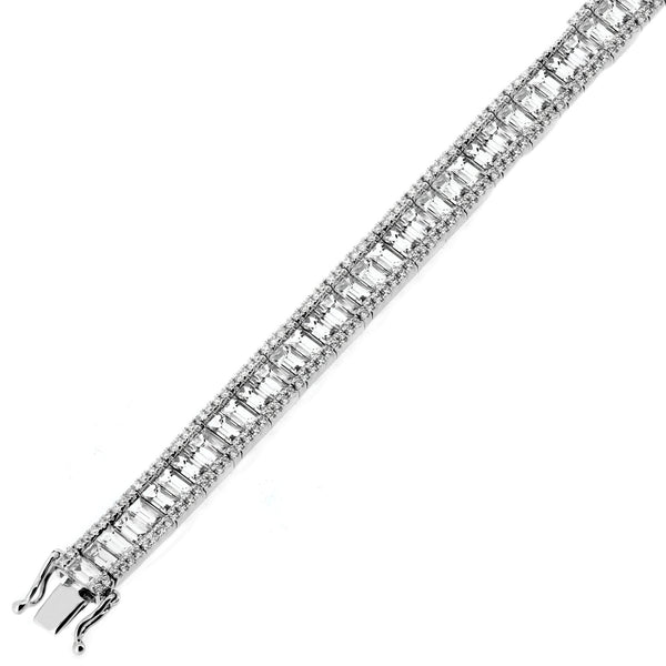 18ct white gold 7.13ct baguette & round diamond bracelet