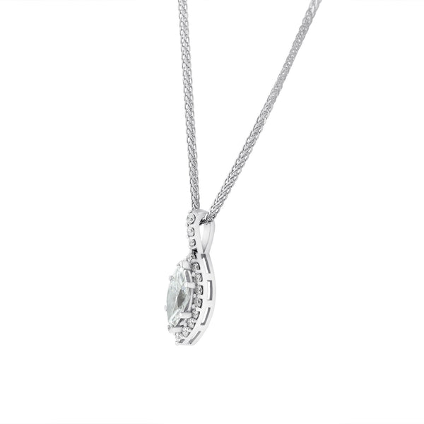 18ct white gold 0.70ct D VS2 EGL marquise diamond halo pendant