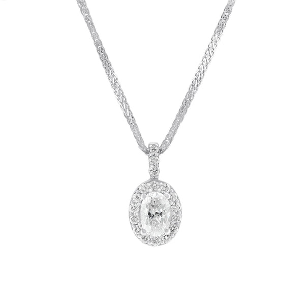 18ct white gold 0.71ct D VS2 EGL oval shape diamond halo pendant