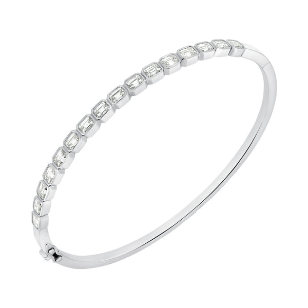 18ct white gold 2.40ct emerald cut diamond bangle
