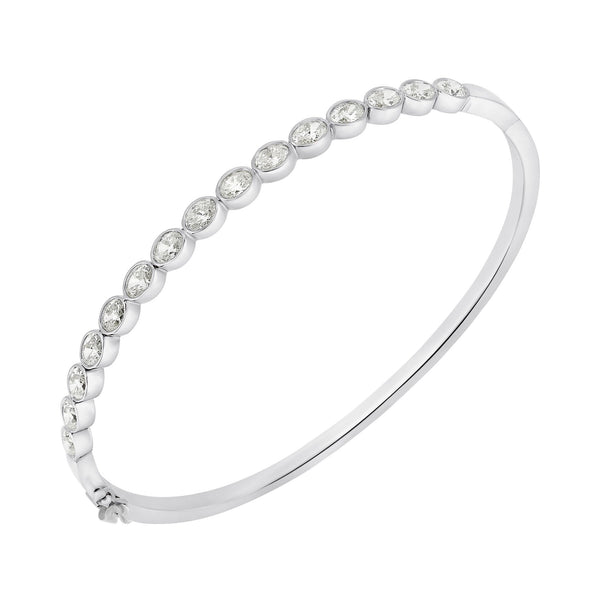 18ct white gold 2.25ct oval cut diamond bangle