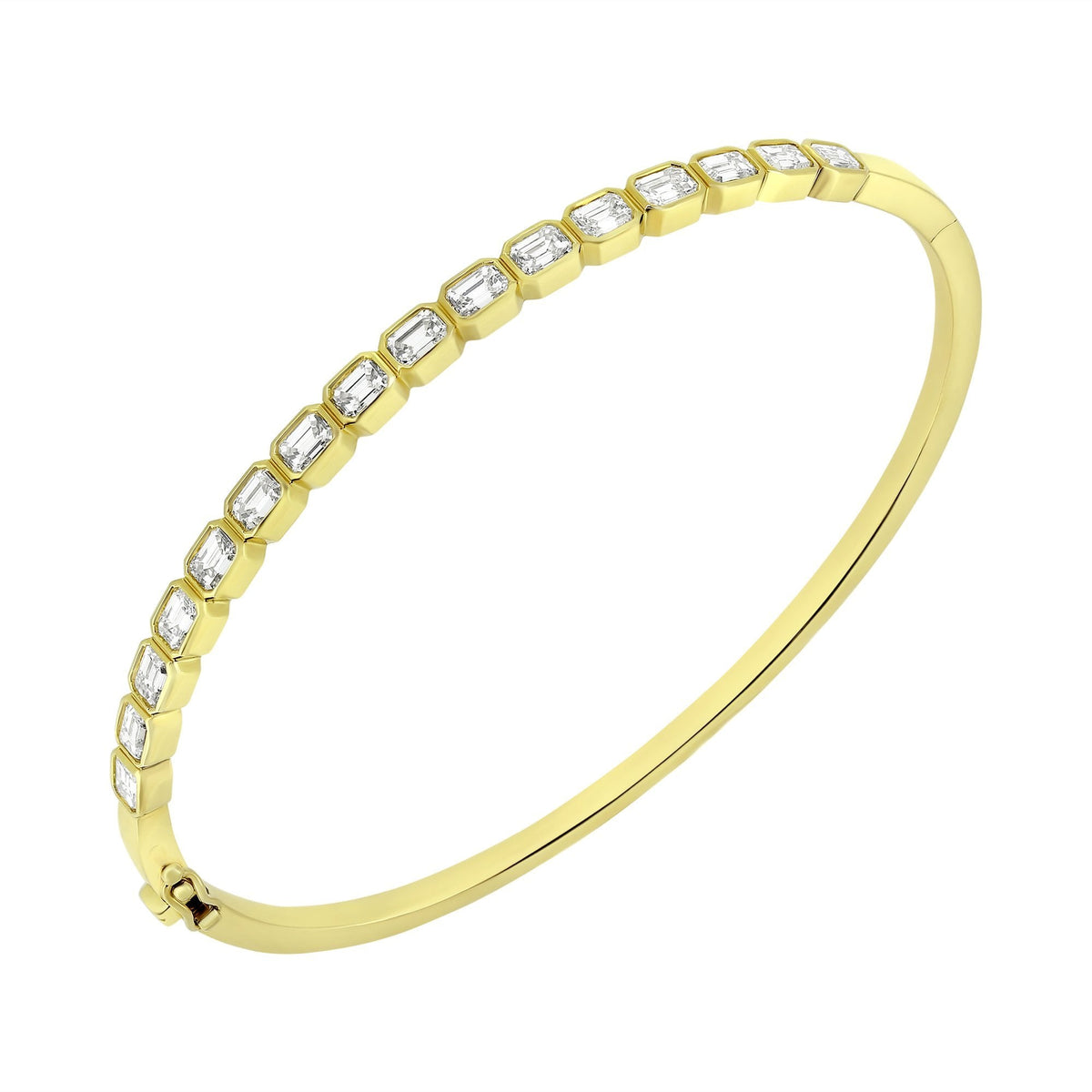 18ct yellow gold 2.51ct emerald cut diamond bangle