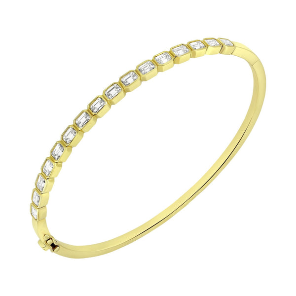 18ct yellow gold 2.51ct emerald cut diamond bangle