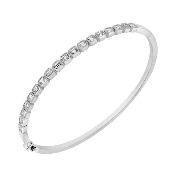 18ct white gold 1.63ct emerald cut diamond bangle