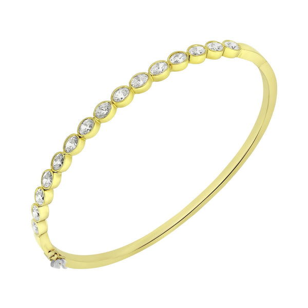 18ct yellow gold 2.04ct oval cut diamond bangle