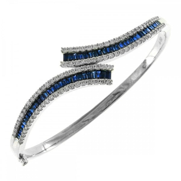18ct white gold 2.33ct sapphire & 1.30ct diamond twist bangle