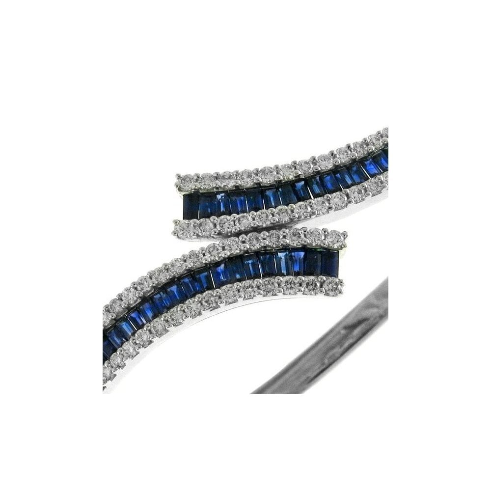 18ct white gold 2.33ct sapphire & 1.30ct diamond twist bangle