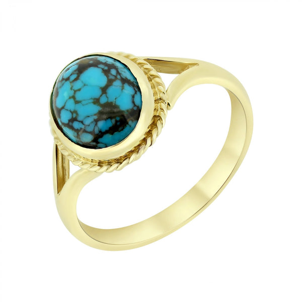 9ct yellow gold 9mm x 7mm oval turquoise matrix ring