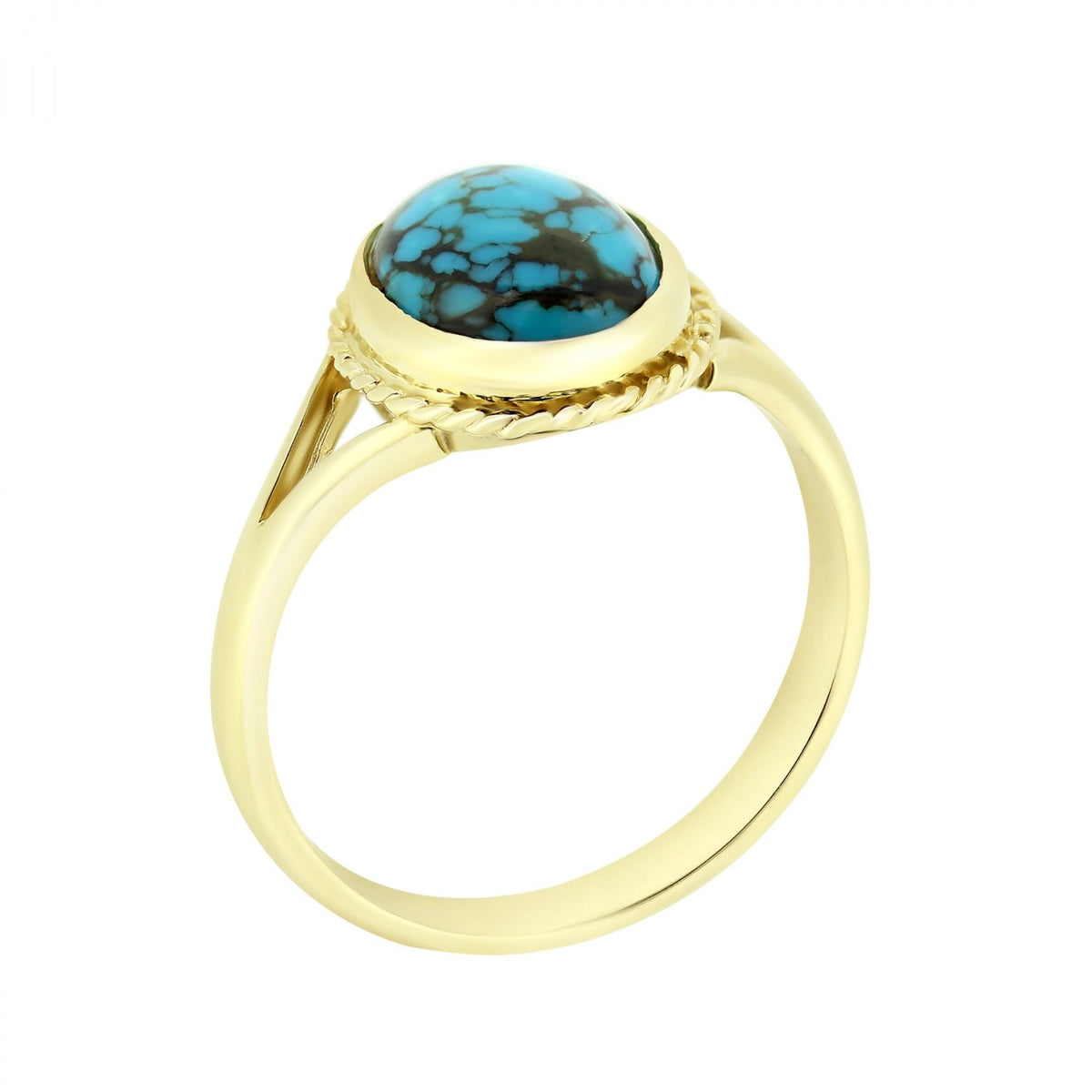 9ct yellow gold 9mm x 7mm oval turquoise matrix ring