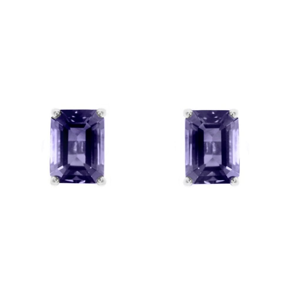 9ct white gold 7mm x 5mm iolite stud earrings