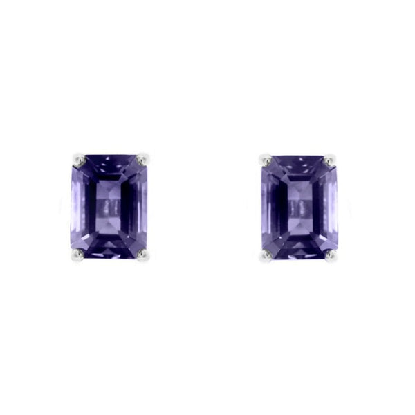 9ct white gold 7mm x 5mm iolite stud earrings