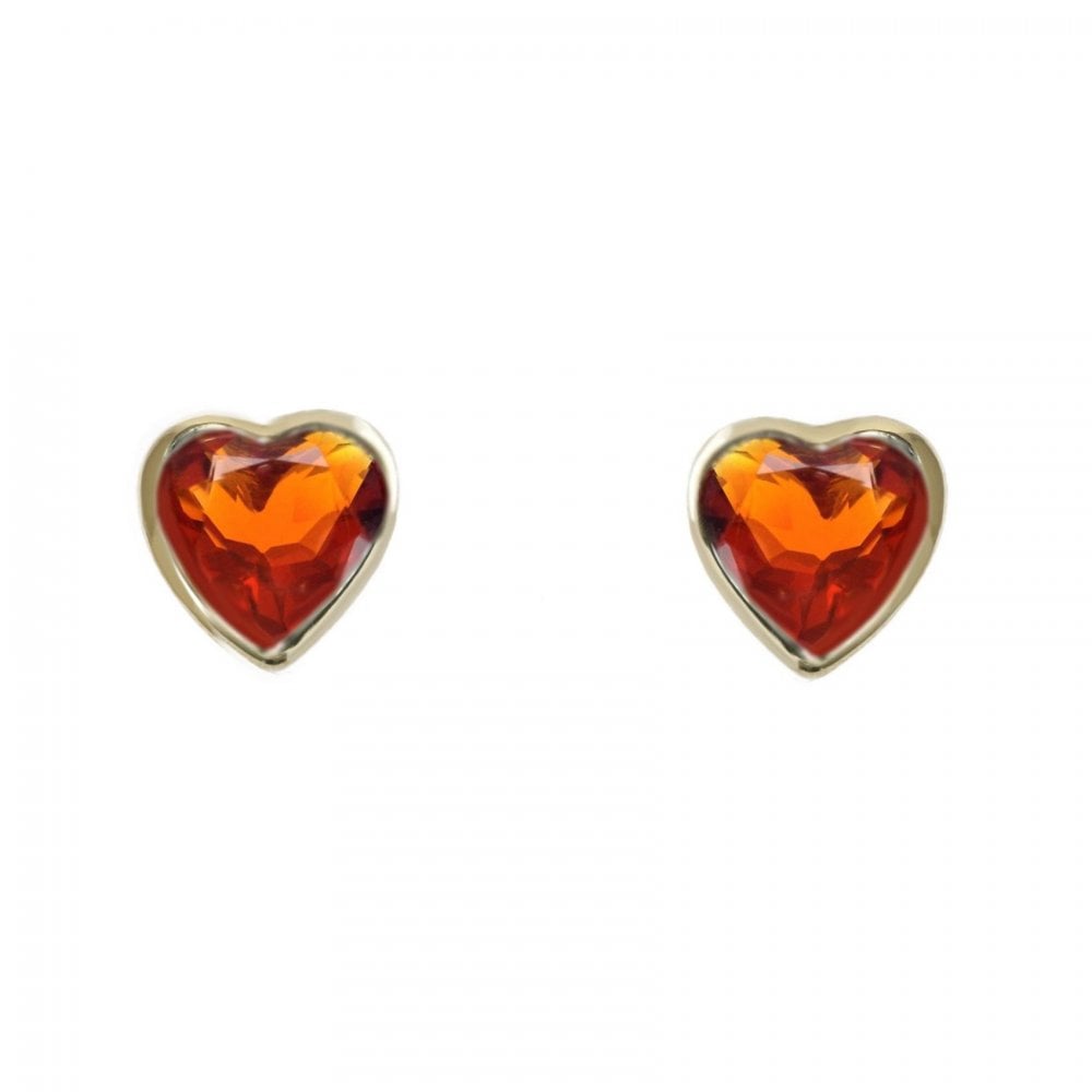 9ct yellow gold 6mm x 6mm heart fire opal stud earrings