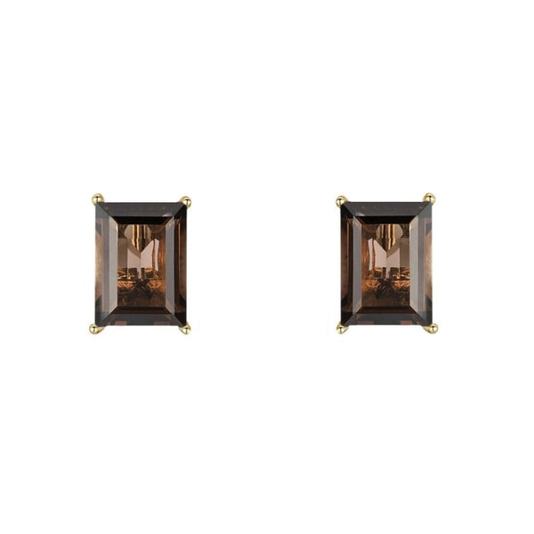 9ct yellow gold 7mm x 5mm smoky quartz stud earrings